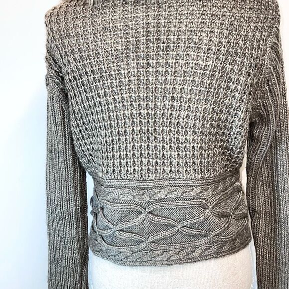 Roz & Ali Cable Knit Faux Fur Crocheted buttons & embellish Sz PL * Host Pick * - Picture 7 of 9